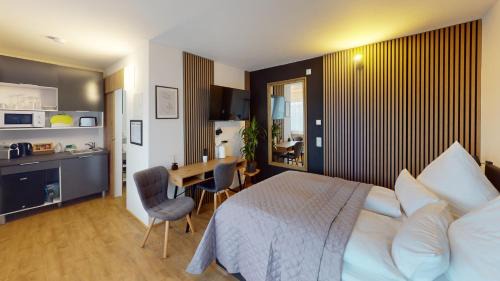 Dornbirn Apartment | CROWN LIVING Basic Studios Dornbirn - Zentrale Studios mit WLAN, kostenloser Parkplatz, Self Check-in, ideal für Feriengäste und Geschäftsreisende