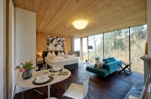 Bregenz Apartment | KLIMATISIERT! Luxus Design Apartment mit Panoramafenster - See - & Waldblick, wechselnde Kunst zum Erwerb